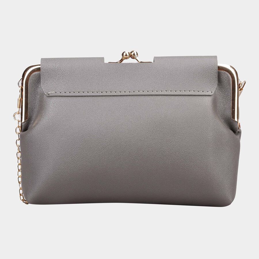 Women's Grey Polyurethane Sling Bag, , large image number null