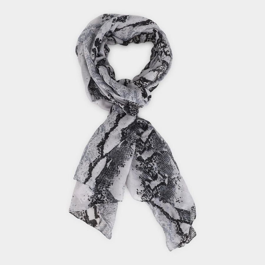 Women's Light Grey Fabric Scarf , , large