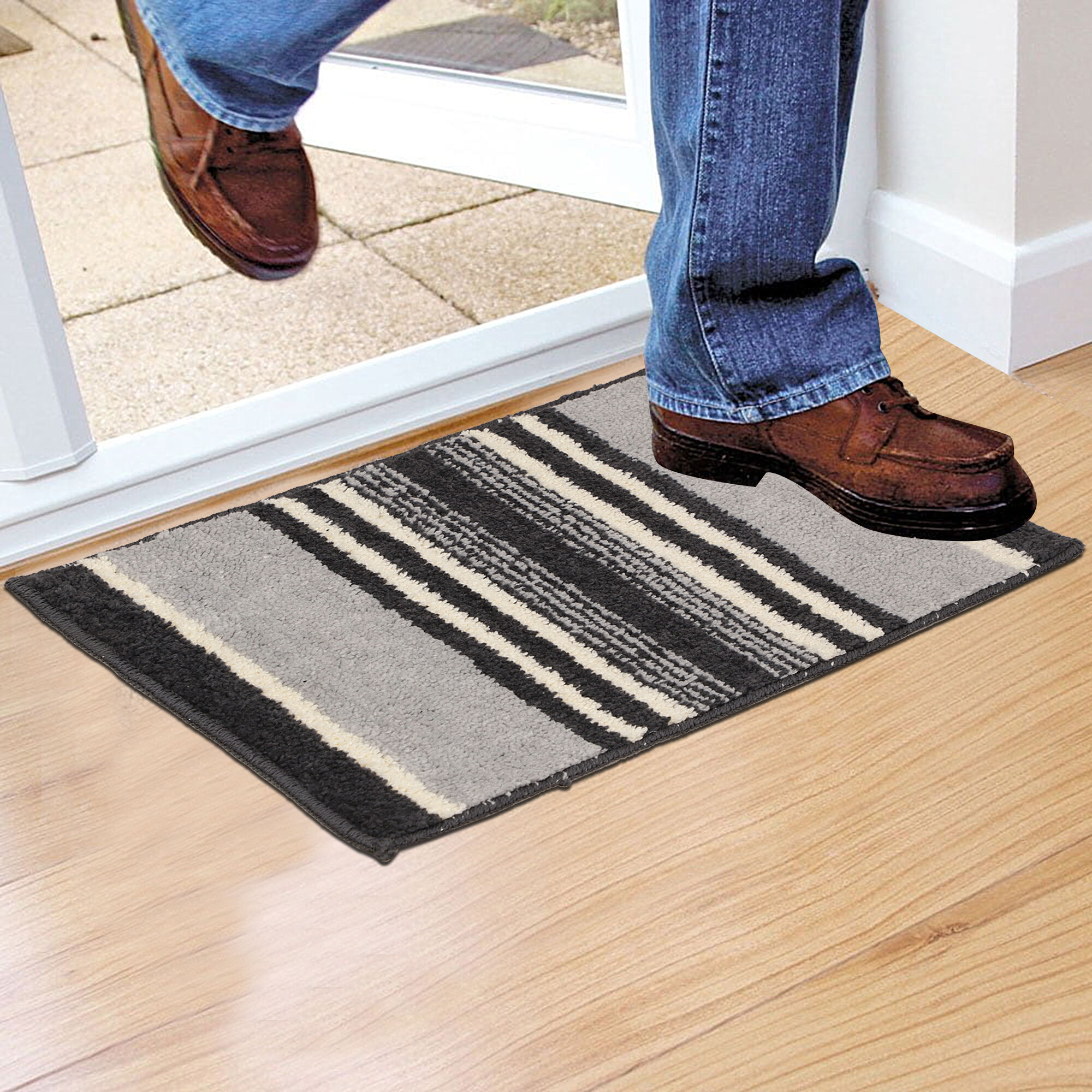 Home Beautiful                         Anti-Skid Grey Polyester Door Mat