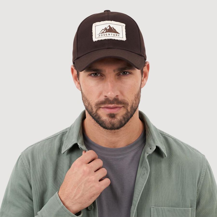 Men's Brown Fabric Cap, , large