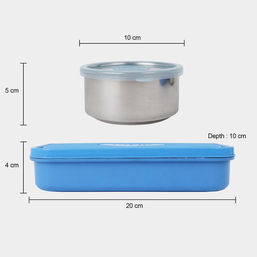 Steel Lunch Box, 3 Containers And 1 Bag, , large image number null