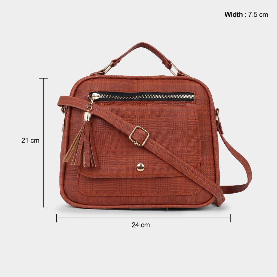 Women's Tan Polyurethane Sling Bag, , large image number null