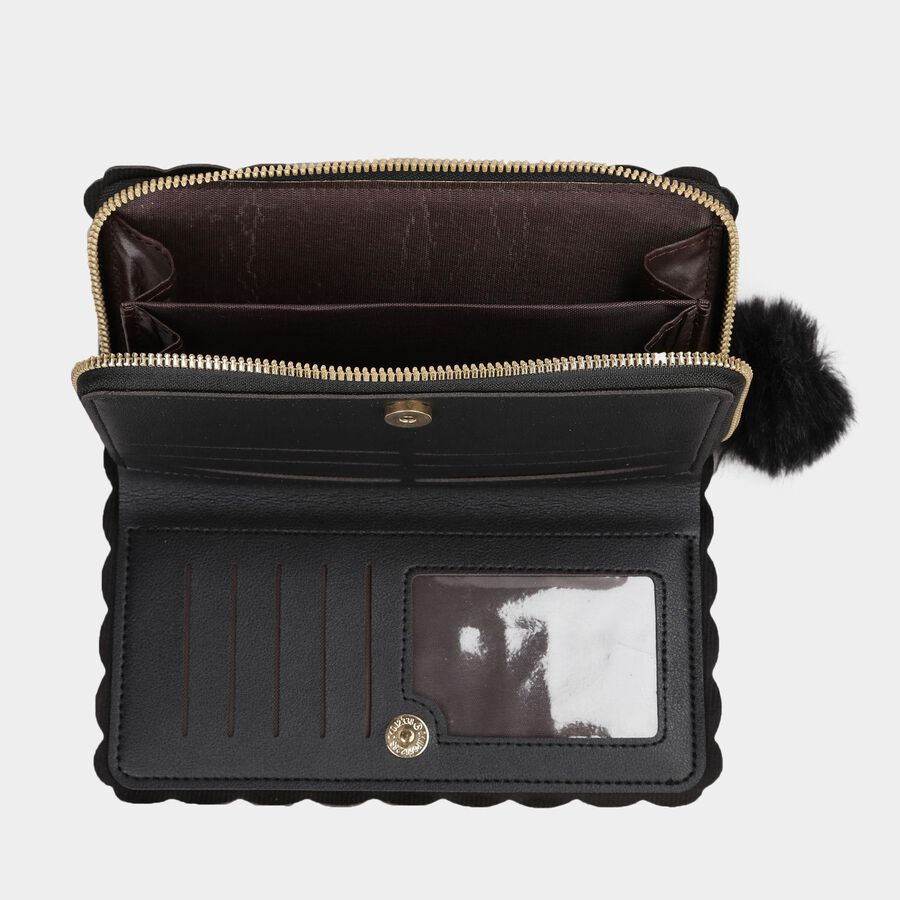 Women's Black Polyurethane Hand Pouch, , large image number null