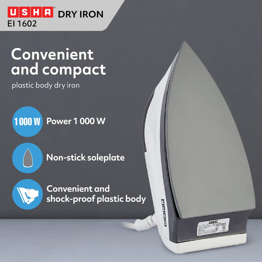 EI 1602 1000Watt Lightweight Dry Iron (Multicolour), , large image number null