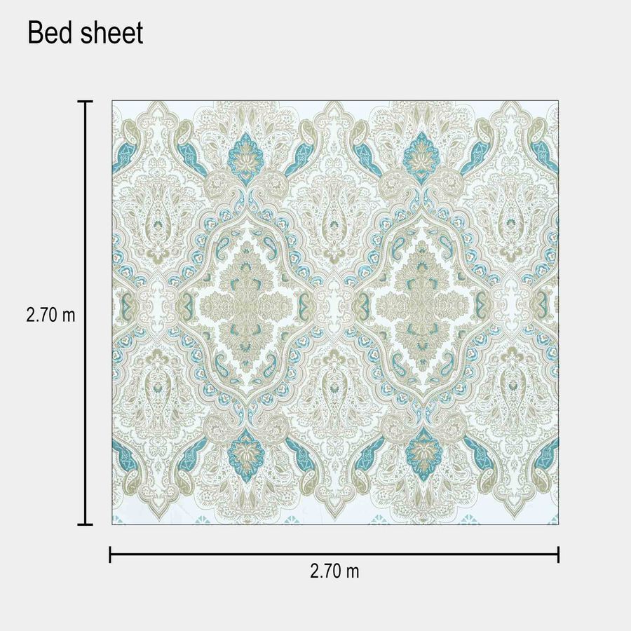 Light Green Microfiber Double Bedsheet with Pillow Cover, , large