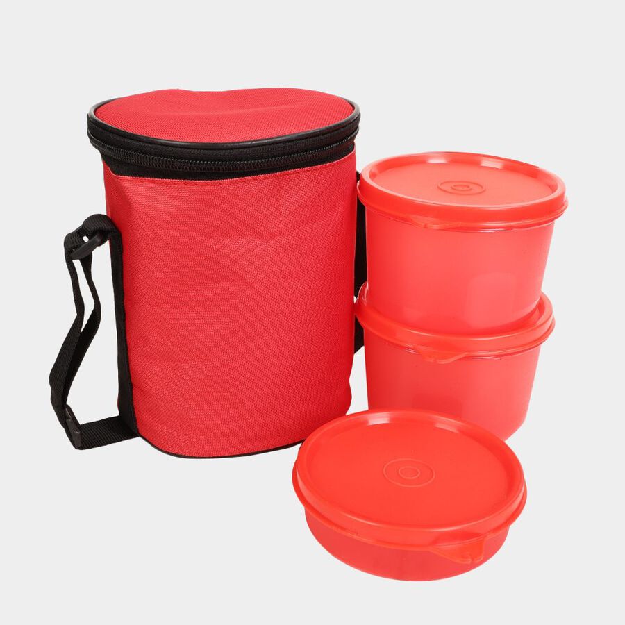 Plastic Lunch Box - 3 Containers With Bag, , large image number null