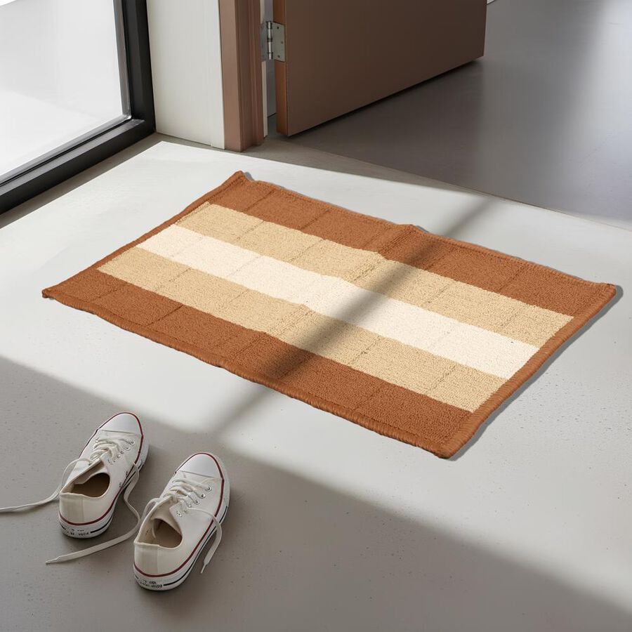 Anti-Skid Brown Polyester Door Mat, , large