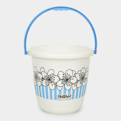 White Plastic Floral Printed Bucket