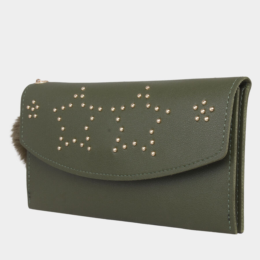 Women's Olive Polyurethane Hand Pouch, , large image number null
