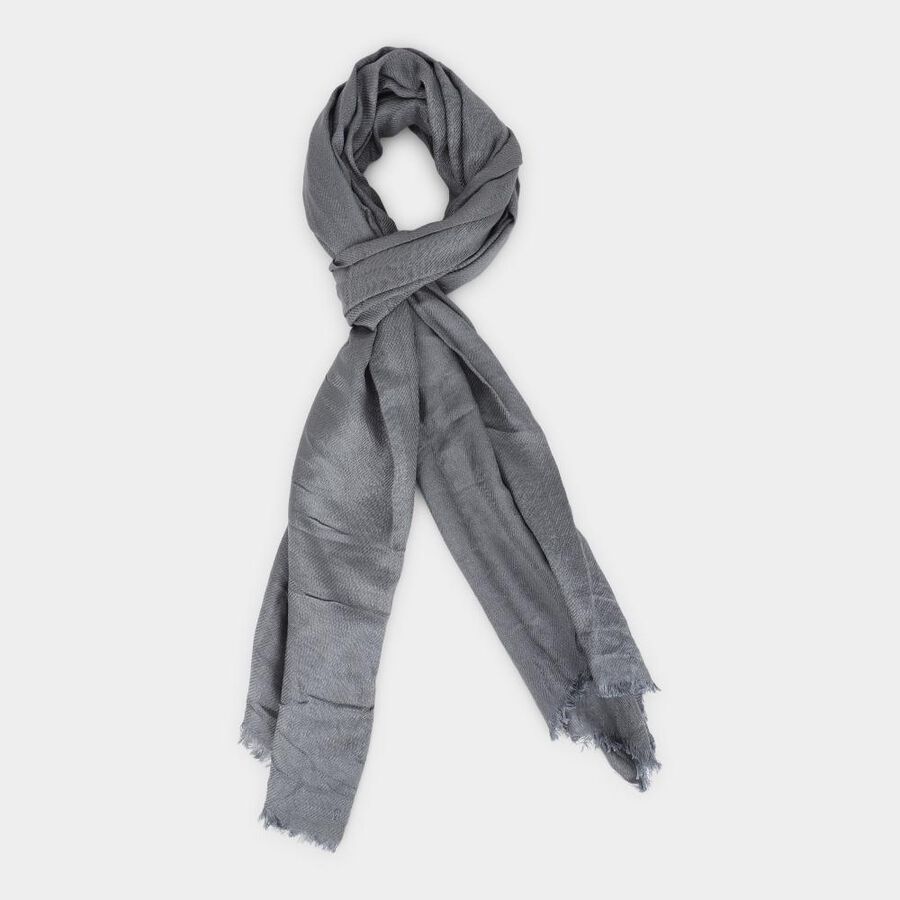 Women's Dark Grey Fabric Scarf, , large