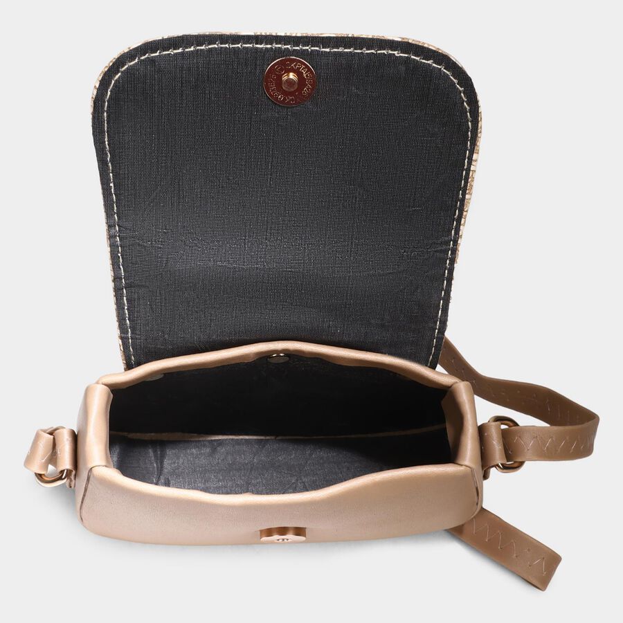 Women's Beige Polyurethane Sling Bag, , large image number null