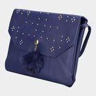 Women's Blue Polyurethane Sling Bag, , small
