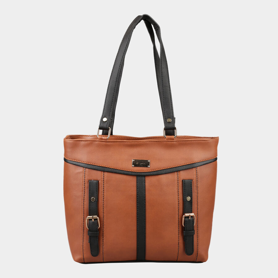 Women's Tan Polyurethane Tote Bag, , large image number null