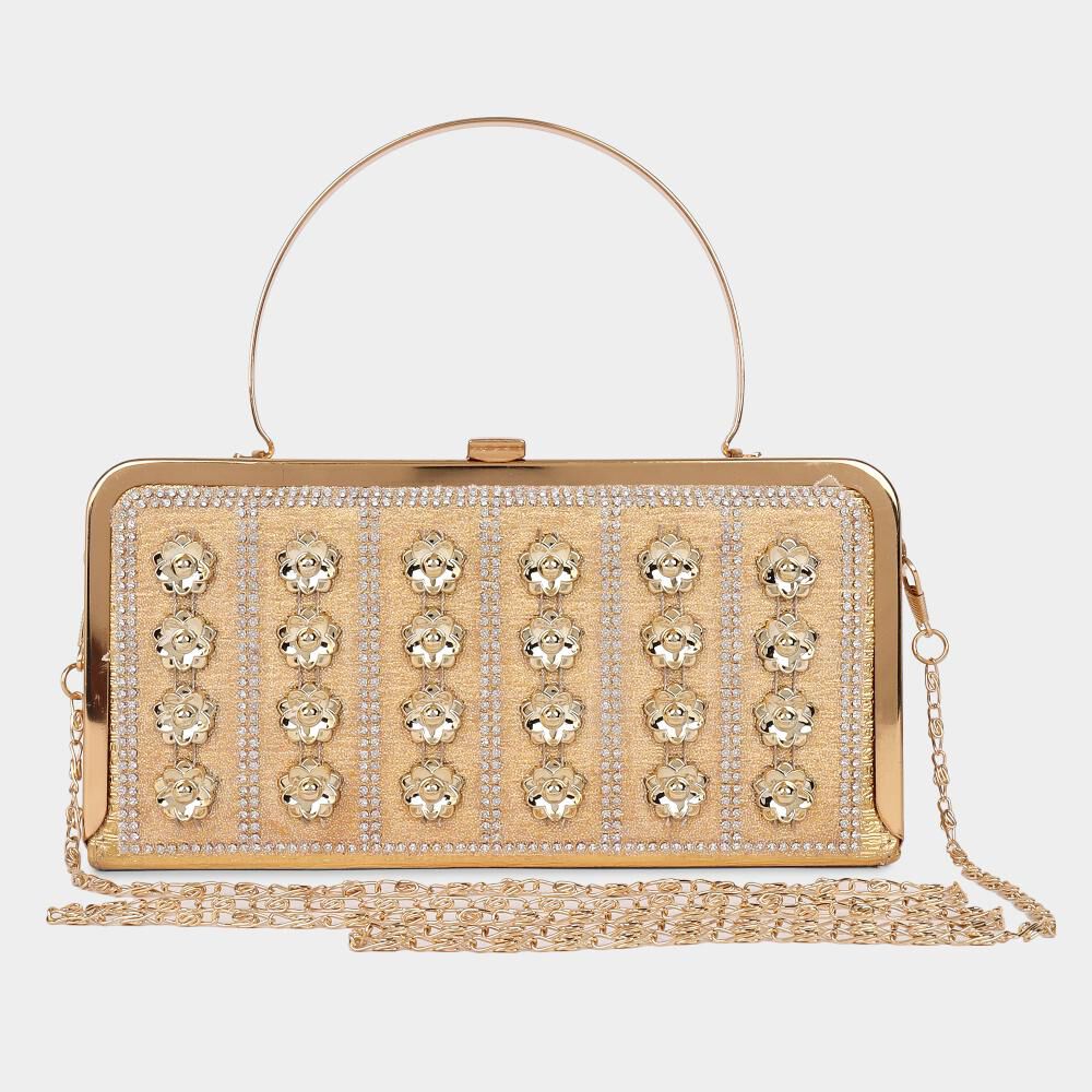 Lucky Charm                         Women's Golden Polyurethane Clutch Bag