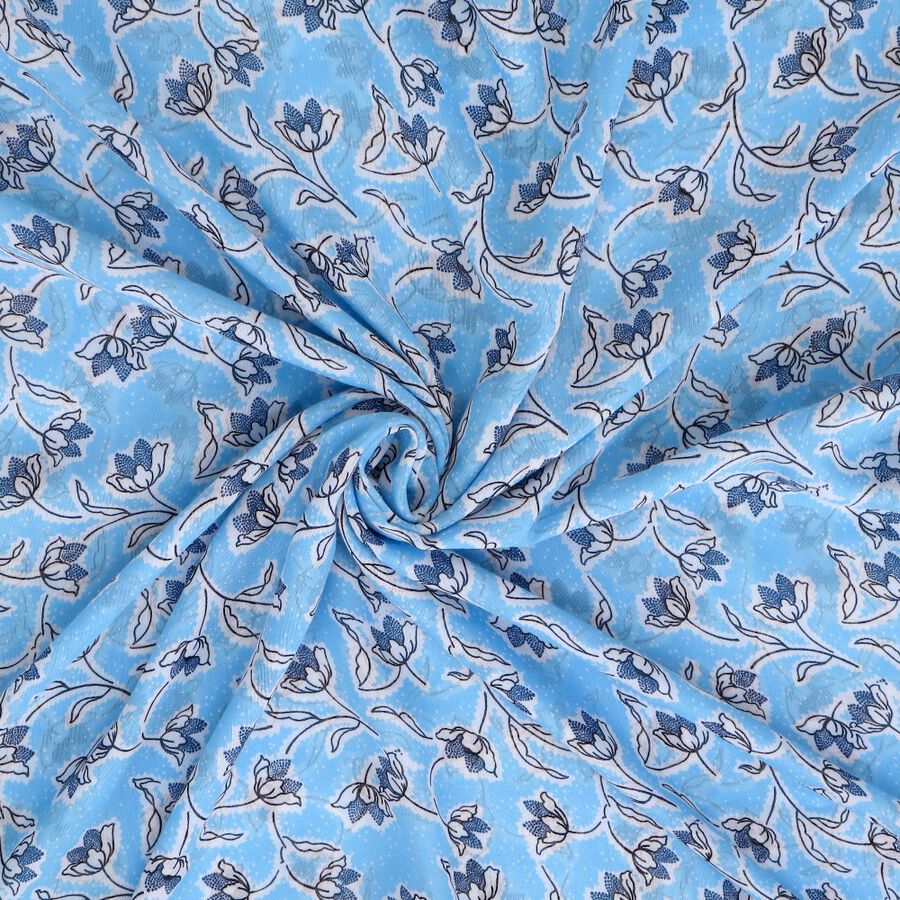Women's Blue Viscose Scarf, , large image number null