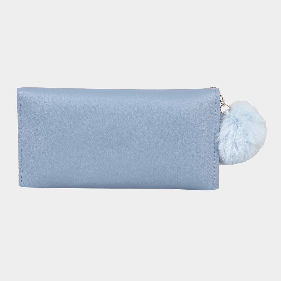 Women's Blue Polyurethane Clutch Bag, , large image number null