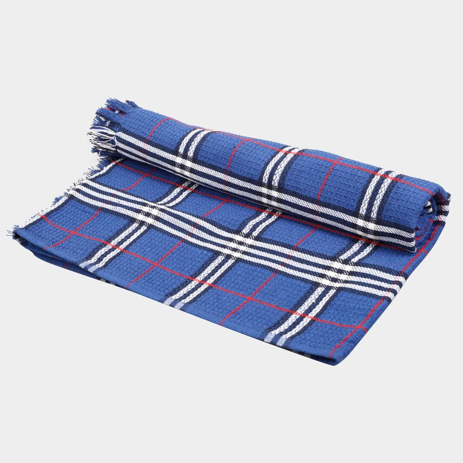 220 GSM Blue Cotton Blend Bath Towel, , large