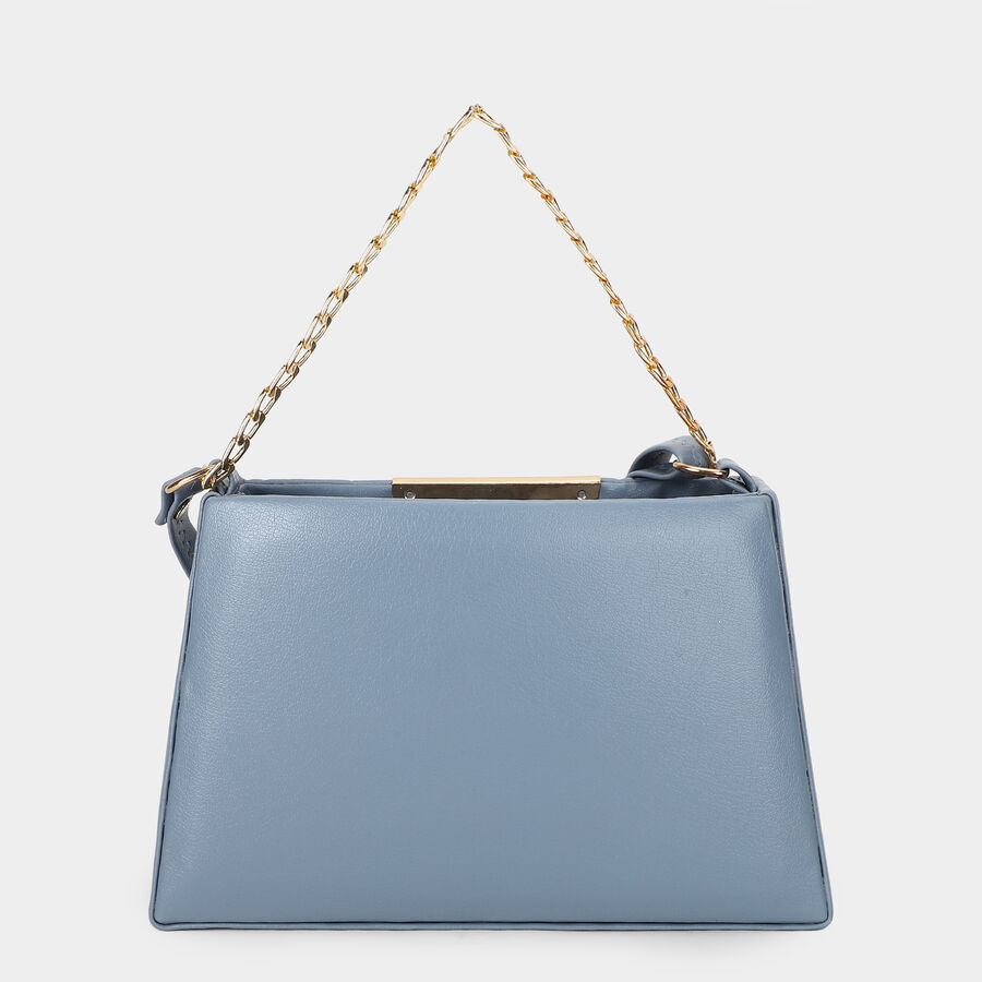Women's Light Blue Polyurethane Bag, , large