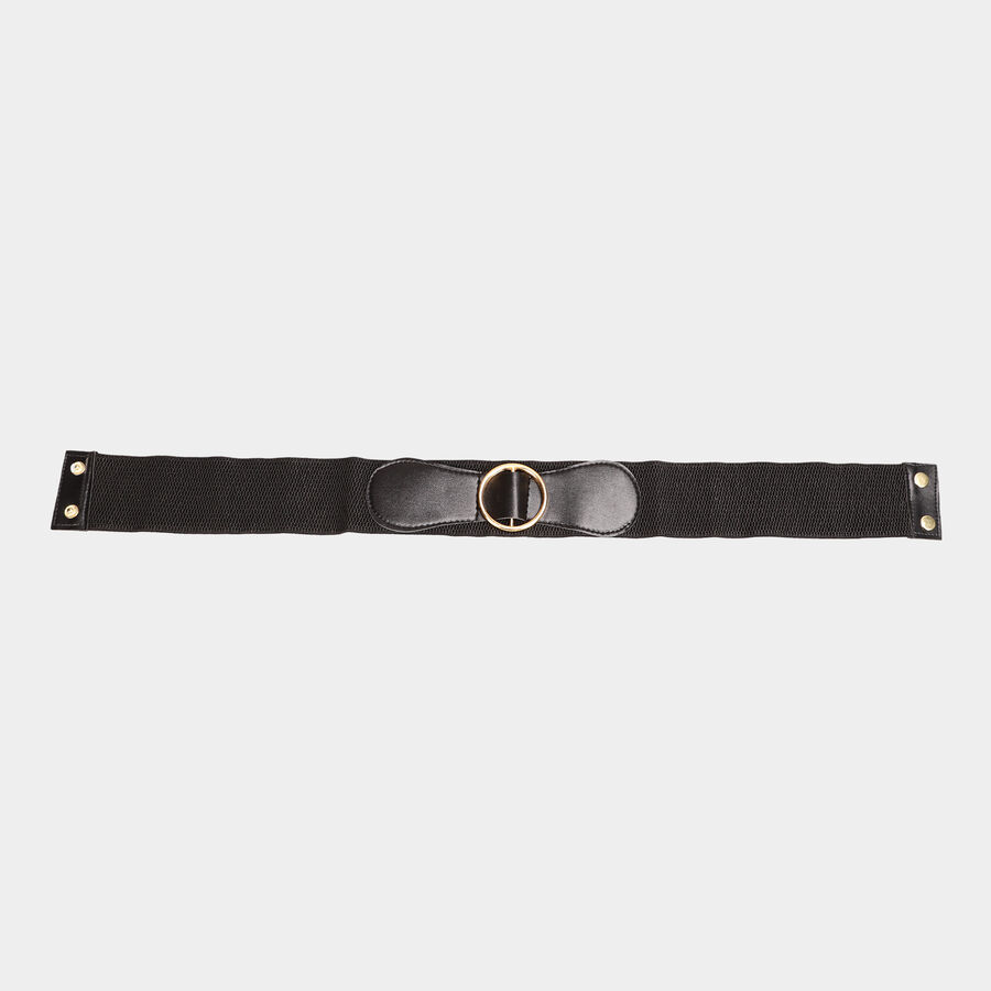 Women's Black Polyurethane Belt, , large image number null