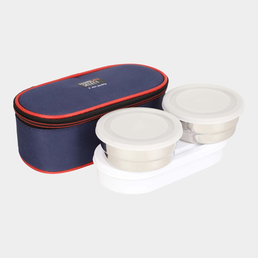 Steel Lunch Box, 3 Containers and 1 Bag, , large image number null
