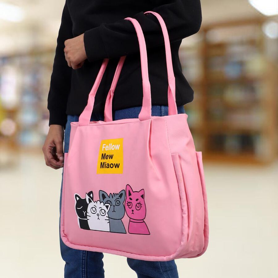Women's Pink Polyurethane Tote Bag, , large image number null