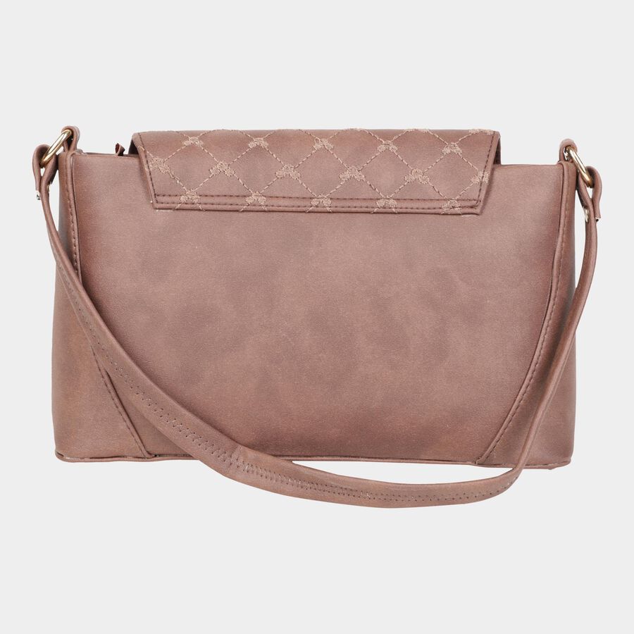 Women's Brown Polyurethane Handbag, , large image number null