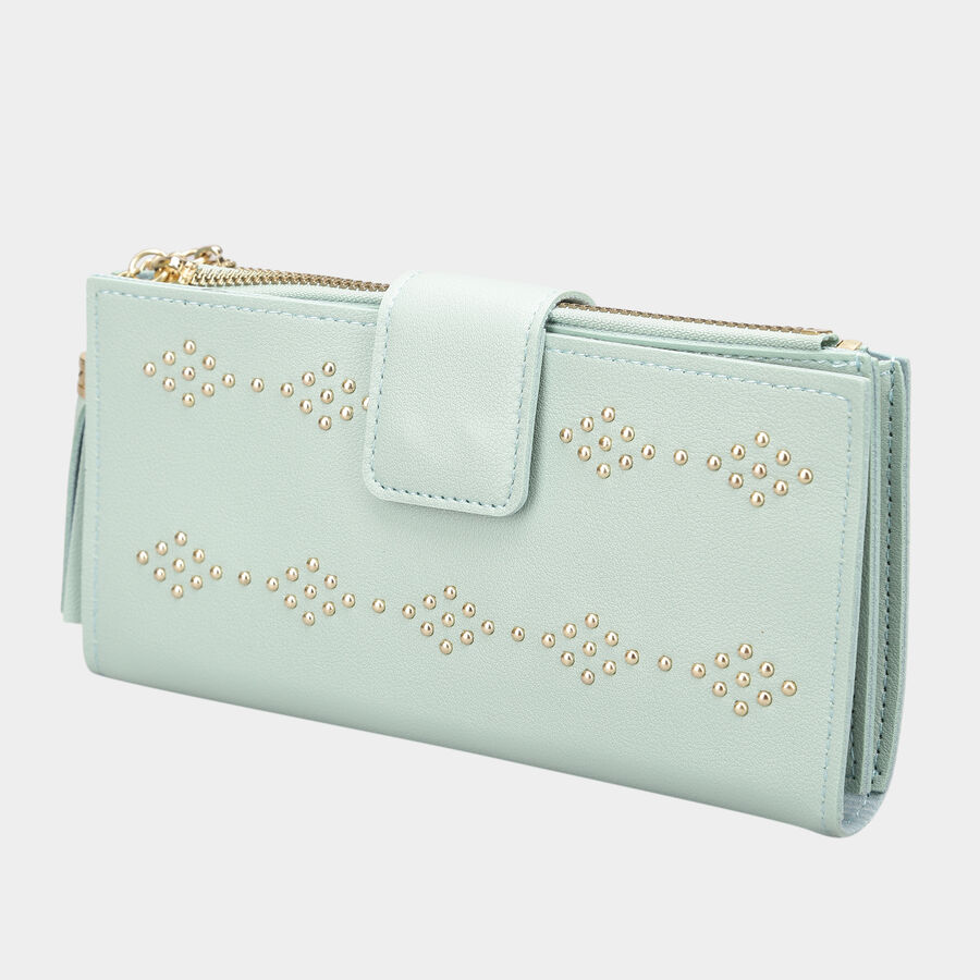Women's Mint Polyurethane Hand Pouch, , large image number null