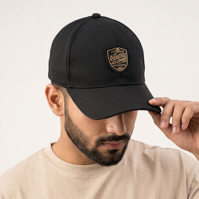 Men's Black Fabric Cap