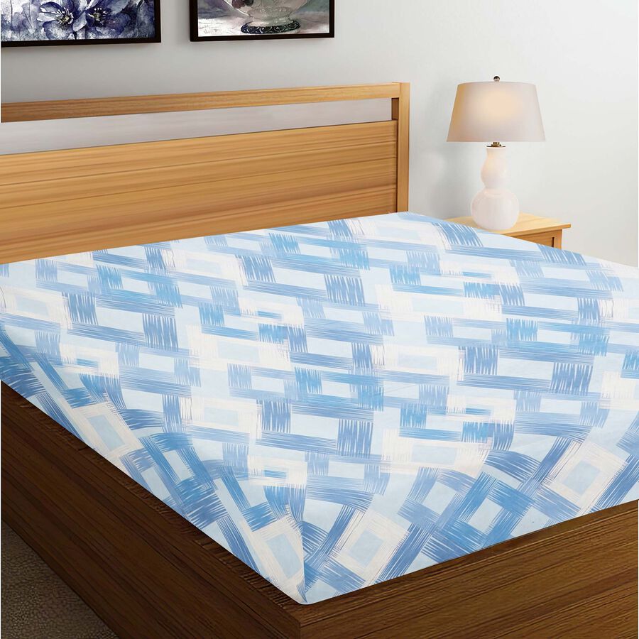 100 GSM Light Blue Microfiber Double Bedsheet, , large image number null