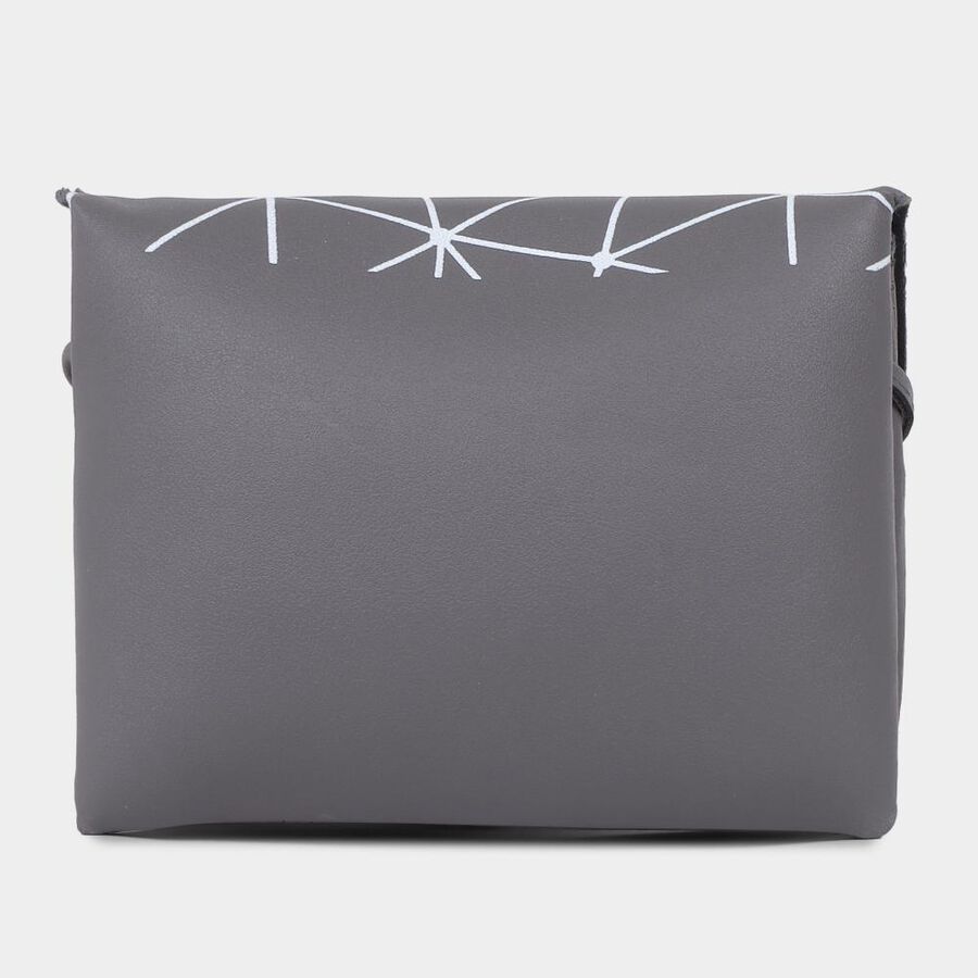 Women's Grey Polyurethane Sling Bag, , large