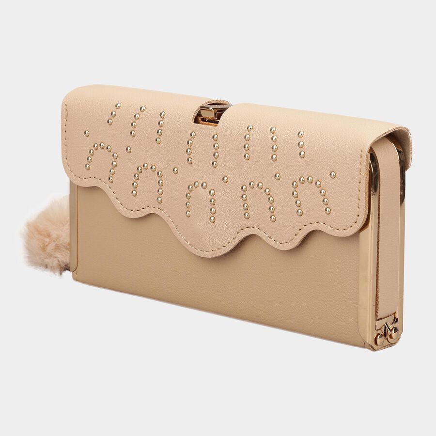 Women's Tan Polyurethane Clutch Bag, , large image number null