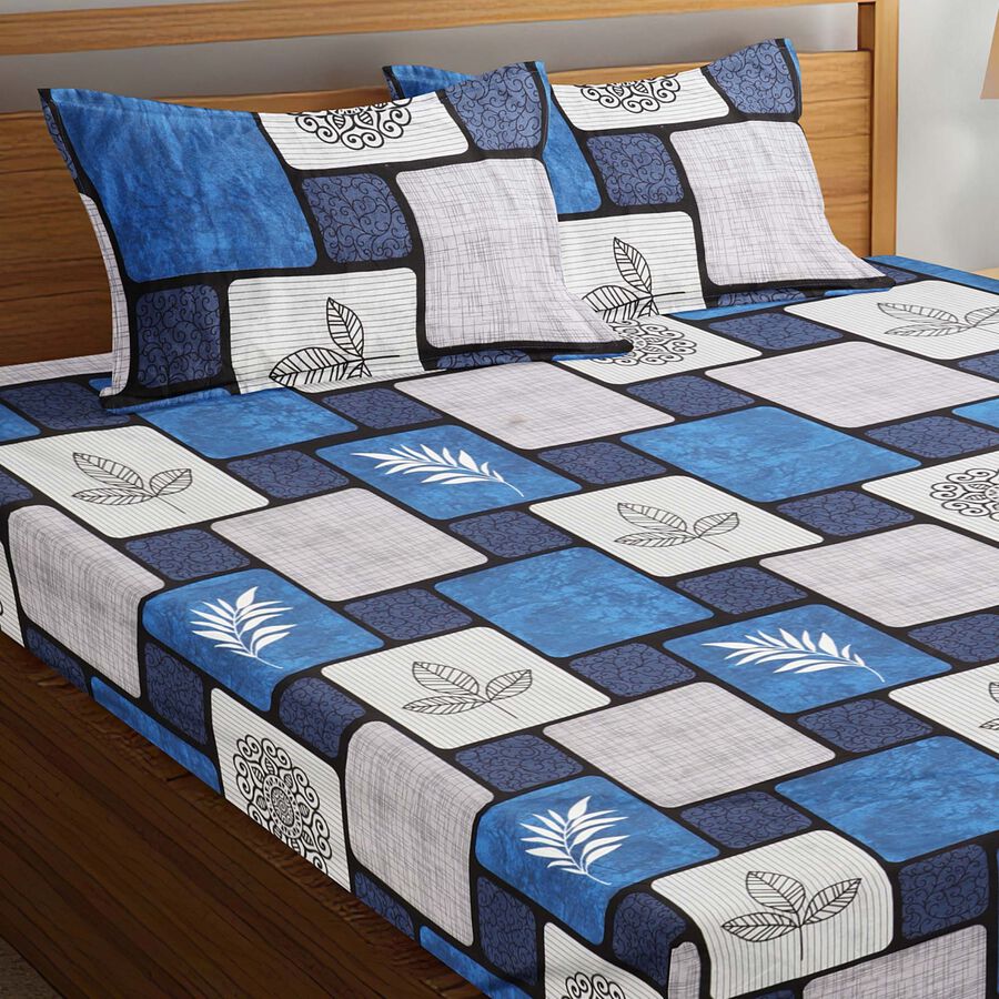 110 GSM Microfiber Double Bedsheet with 2 Pillow Covers, , large image number null