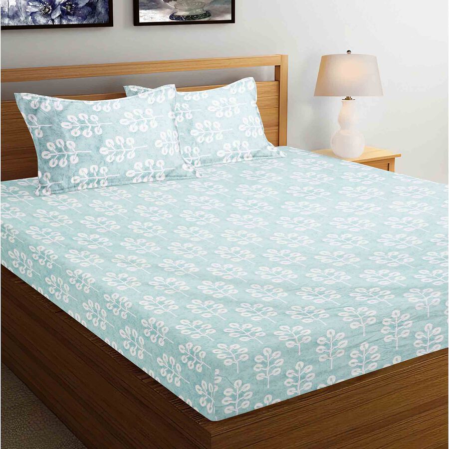 180 TC 100% Cotton Satin Double Bed Sheet with 2 Pillow Covers