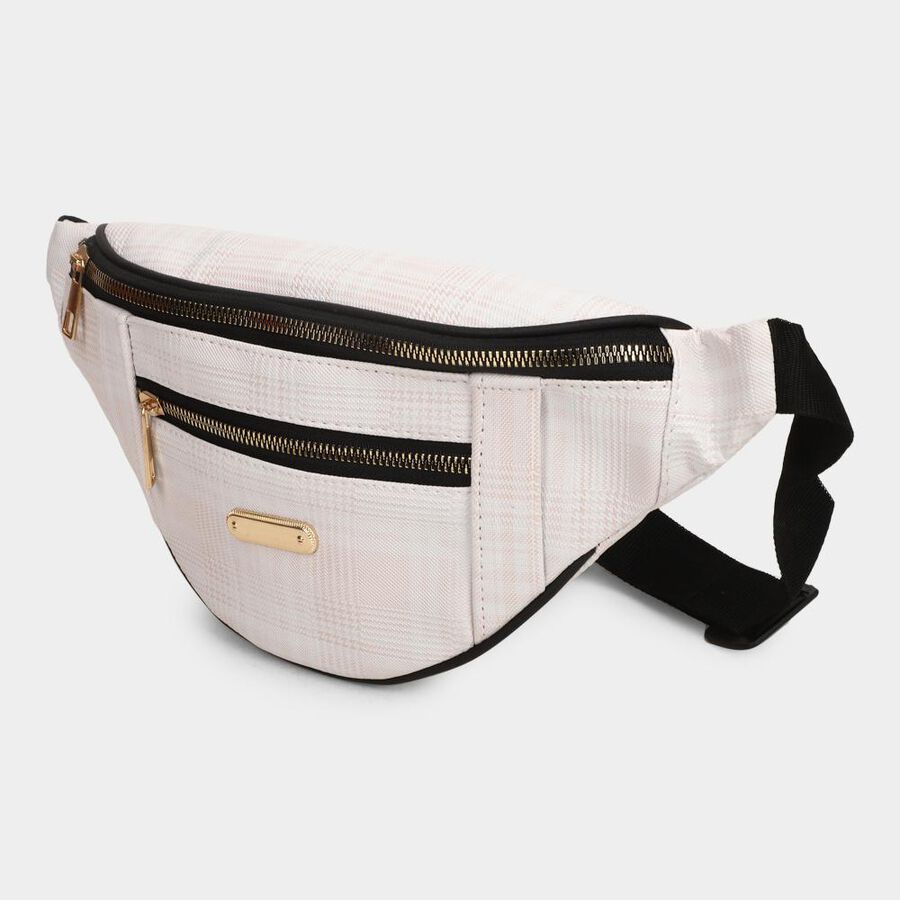 Women's off-White Polyurethane Waist Pouch, , large image number null