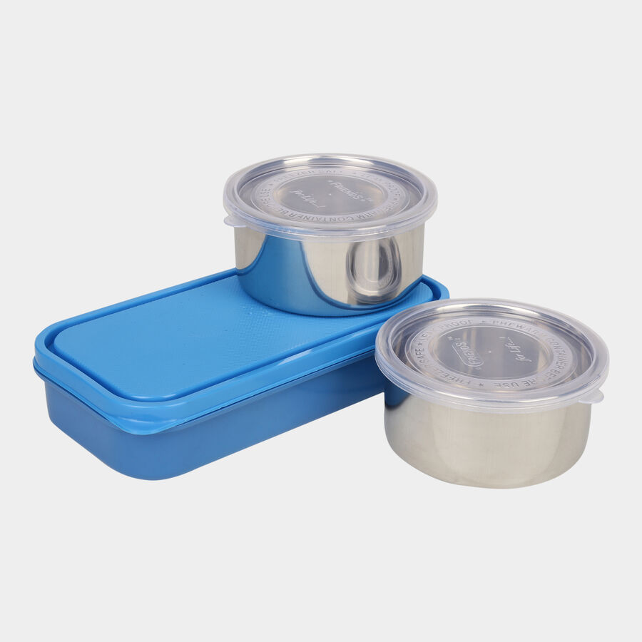 Stainless Steel Lunch Box With Bag - 3 Pcs., , large image number null