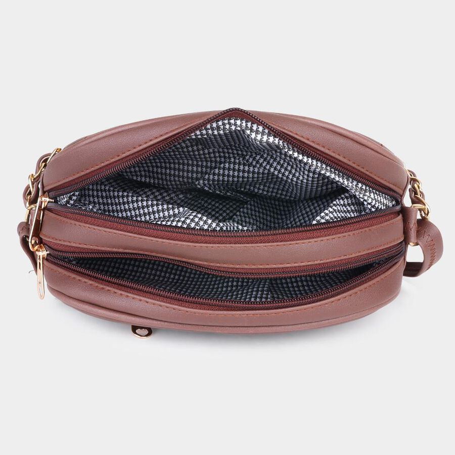 Women's Brown Polyurethane Handbag, , large image number null
