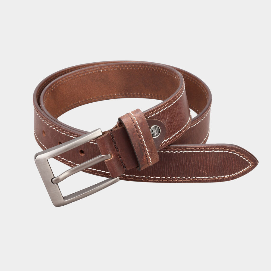 Men's Leather Casual Belt, Size 40, Textured, , large image number null