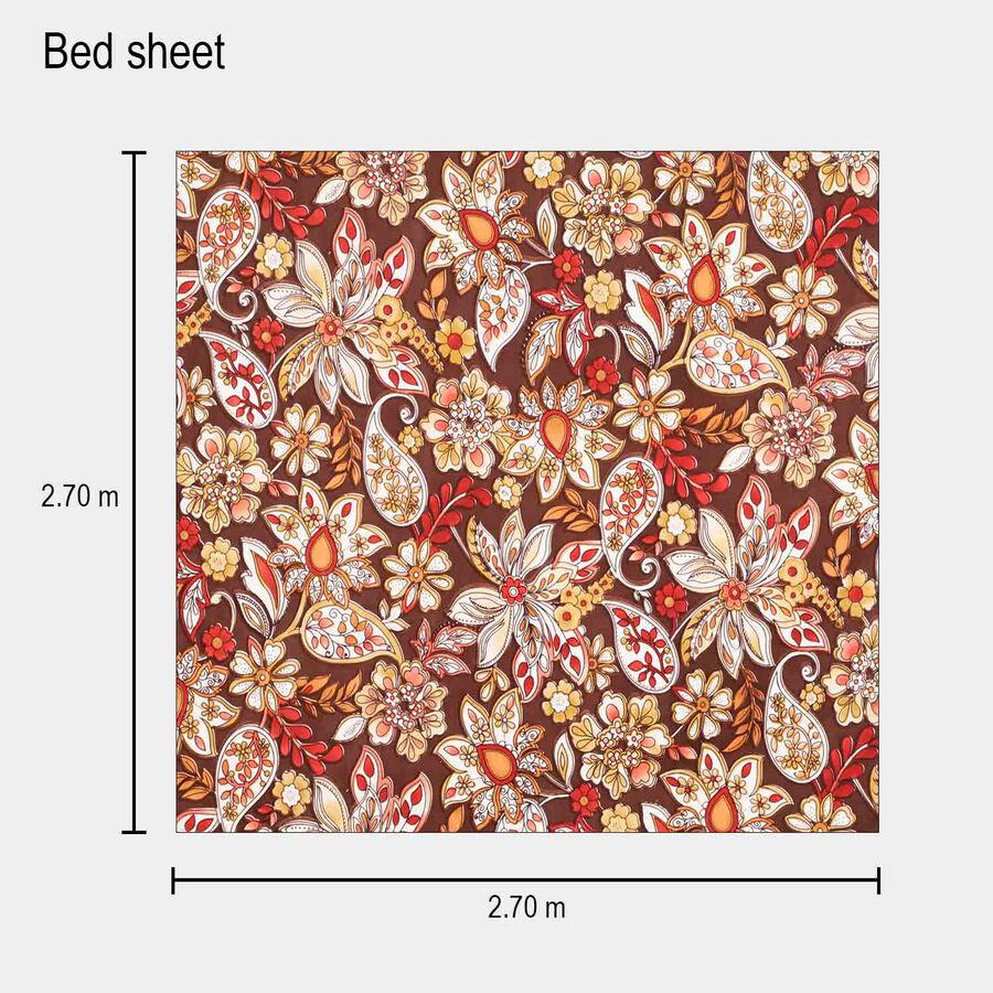 120 GSM Brown Microfiber Double Bedsheet With Pillow Cover, , large image number null