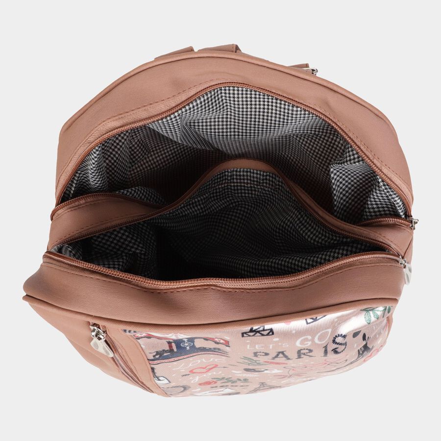 Women's Brown Polyurethane Backpack, , large image number null