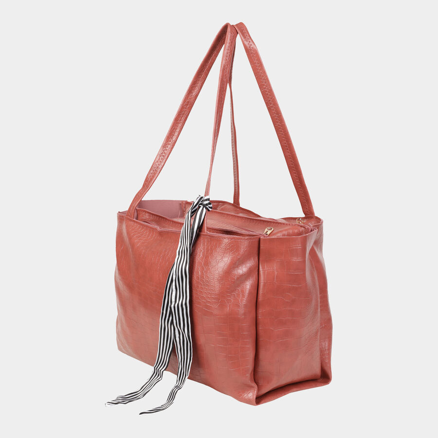 Women's Pink Polyurethane Tote Bag, , large image number null