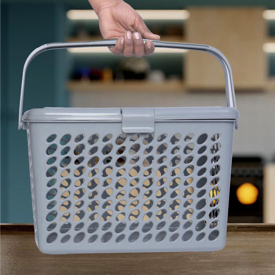 GreyLarge Plastic Basket, , large