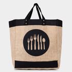 Black, Brown Jute Lunch Bag, , small image number null