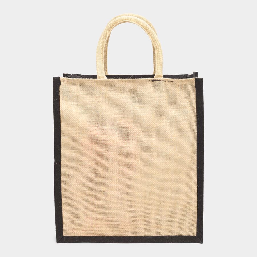 Women's Black Jute Tote Bag, , large image number null