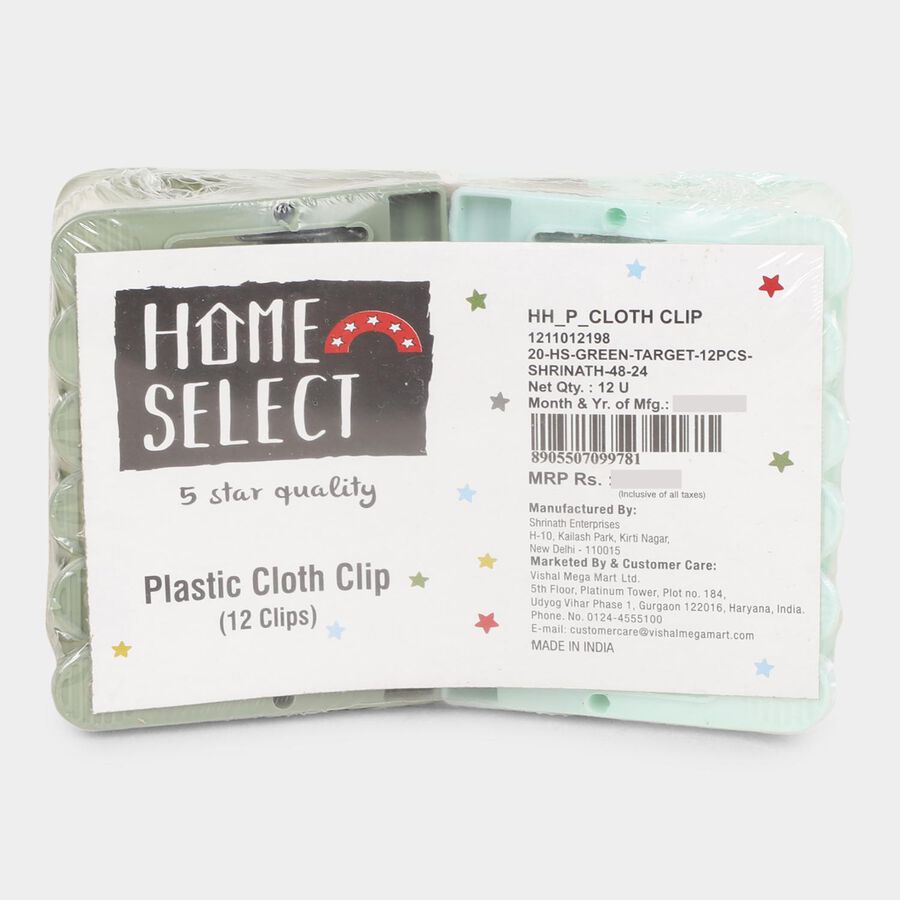 Plastic Cloth Clips-Set of 12 (Color/Design May Vary), , large image number null