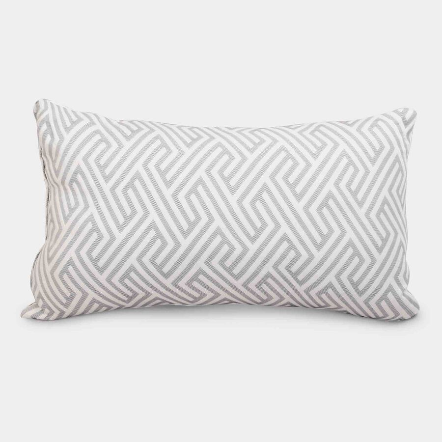 White Geometric Printed Pillow, , large