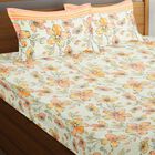 Peach and Yellow Floral Printed Double Bedsheet, , small image number null