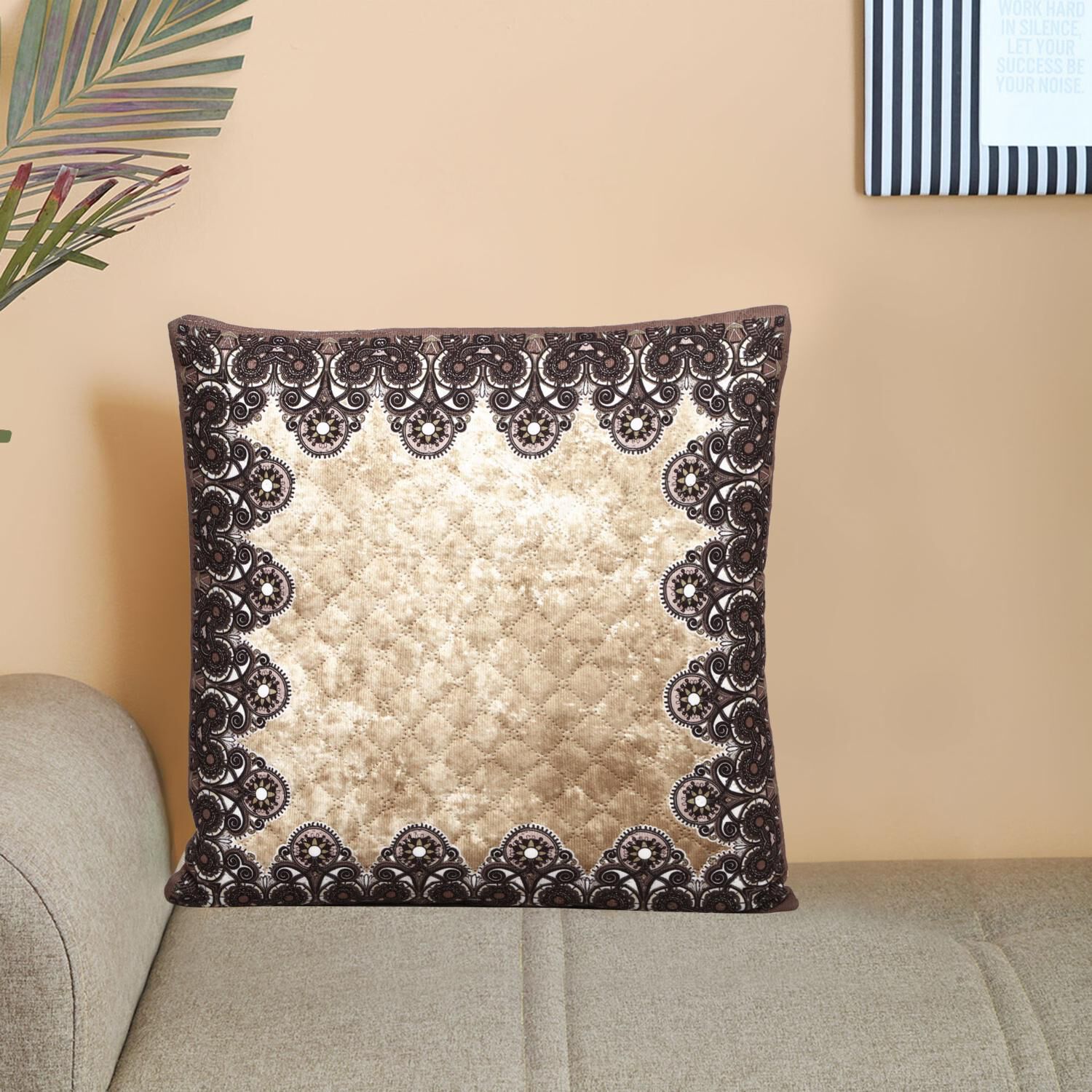 Home Beautiful                         Brown Microfiber Cushion Cover