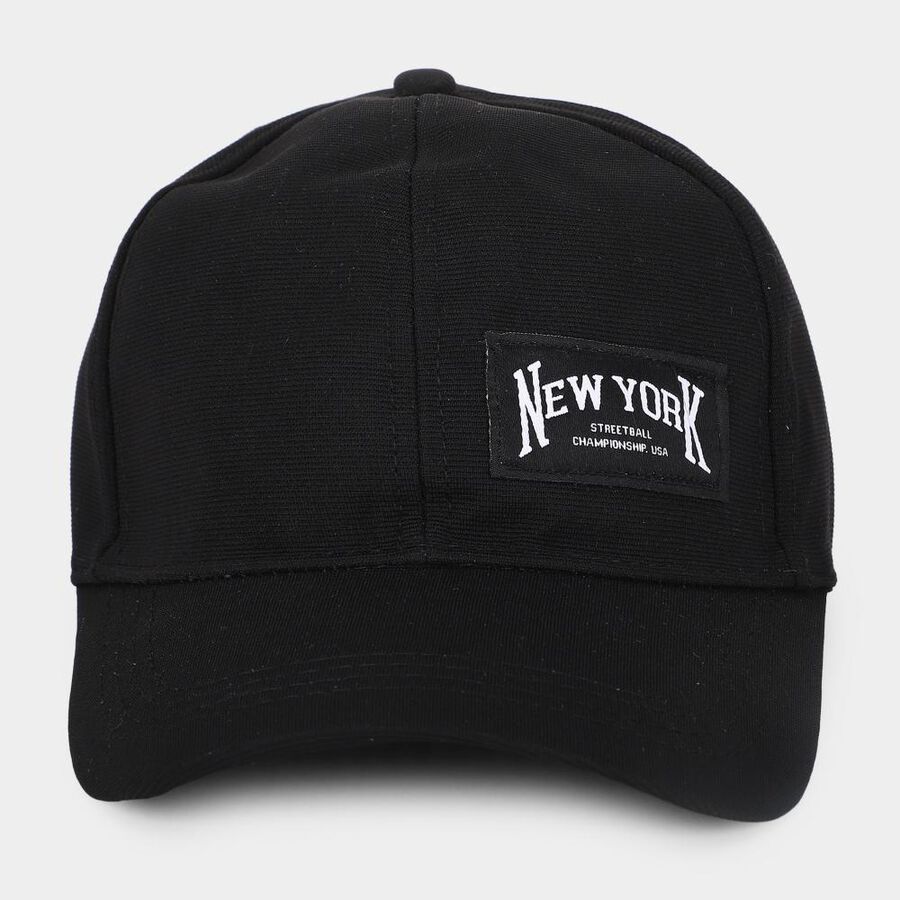 Men's Black Fabric Cap, , large
