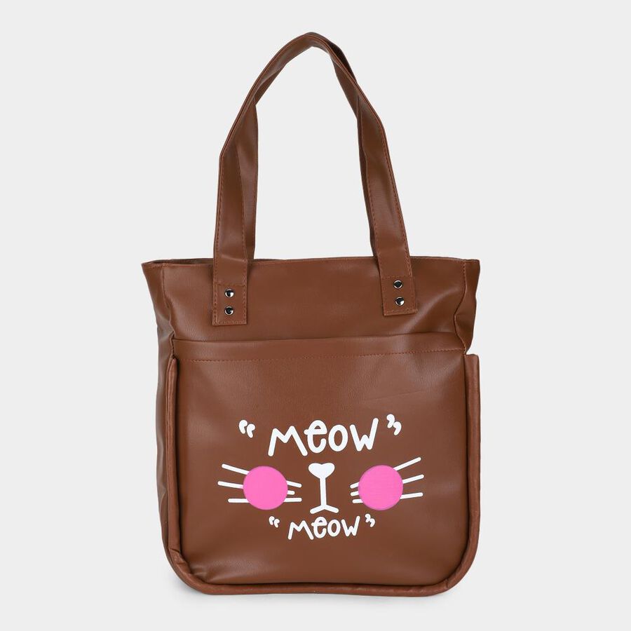 Tan PU Shopping Bag, , large