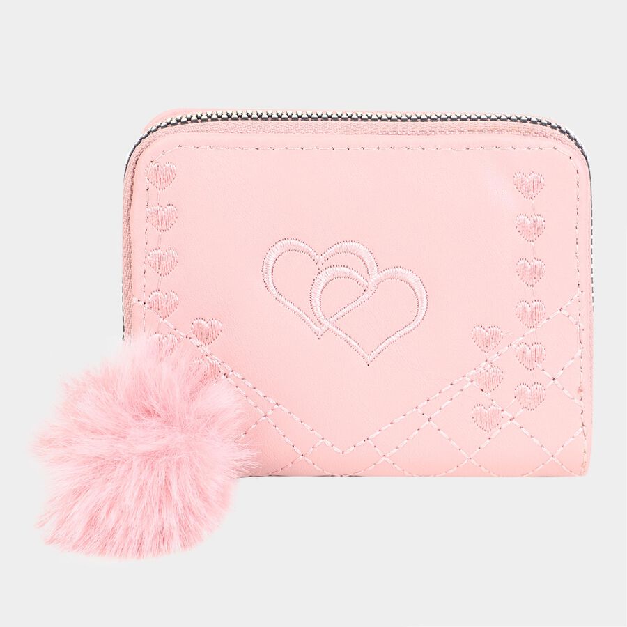 Women's Pink Polyurethane Clutch Bag, , large